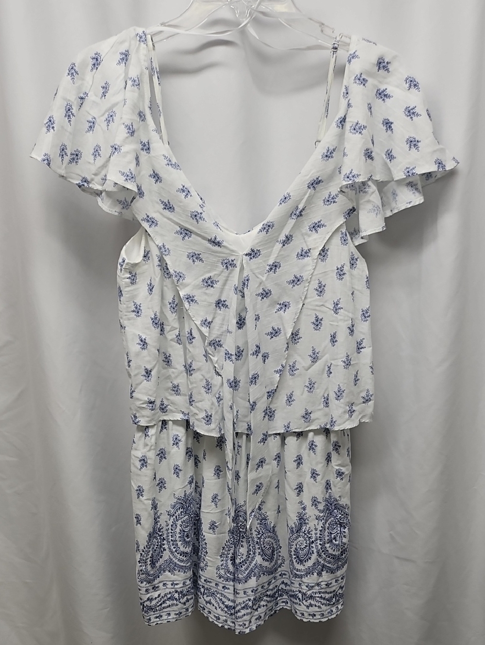 Love Riche White Mini Shorts with Blue Floral Print